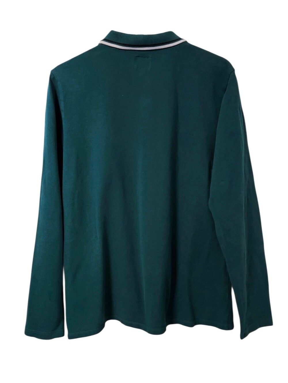 Guess Dark Green Long-Sleeve Polo Shirt with Contrast Trim size M - Picture 10 of 10